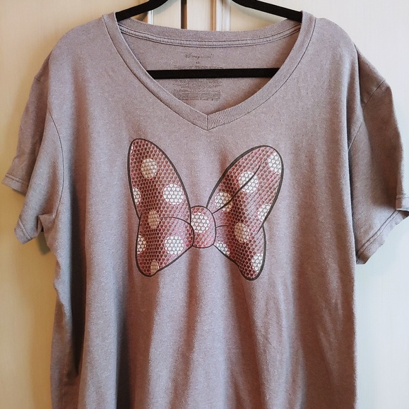Disney Tops - Women's Disney Minnie Mouse Bowtie Gray T shirt